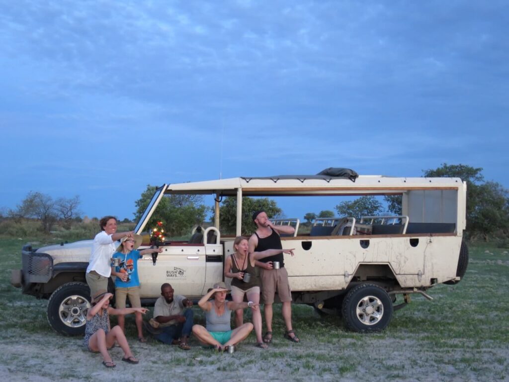 People enjoying evening safari